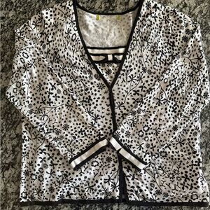 Sigrid Olsen Black and White Floral Cardigan Set